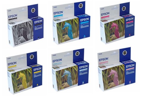 Pack 6 Cartouches encre Epson T0487 Noire et Couleur