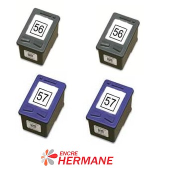 Lot de 2 cartouches encre Générique HP C6656A  et 2 cartouches Génrique HP C6657A 