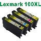 Lot de 4 Cartouches générique Lexmark 100XL Noire et couleur 